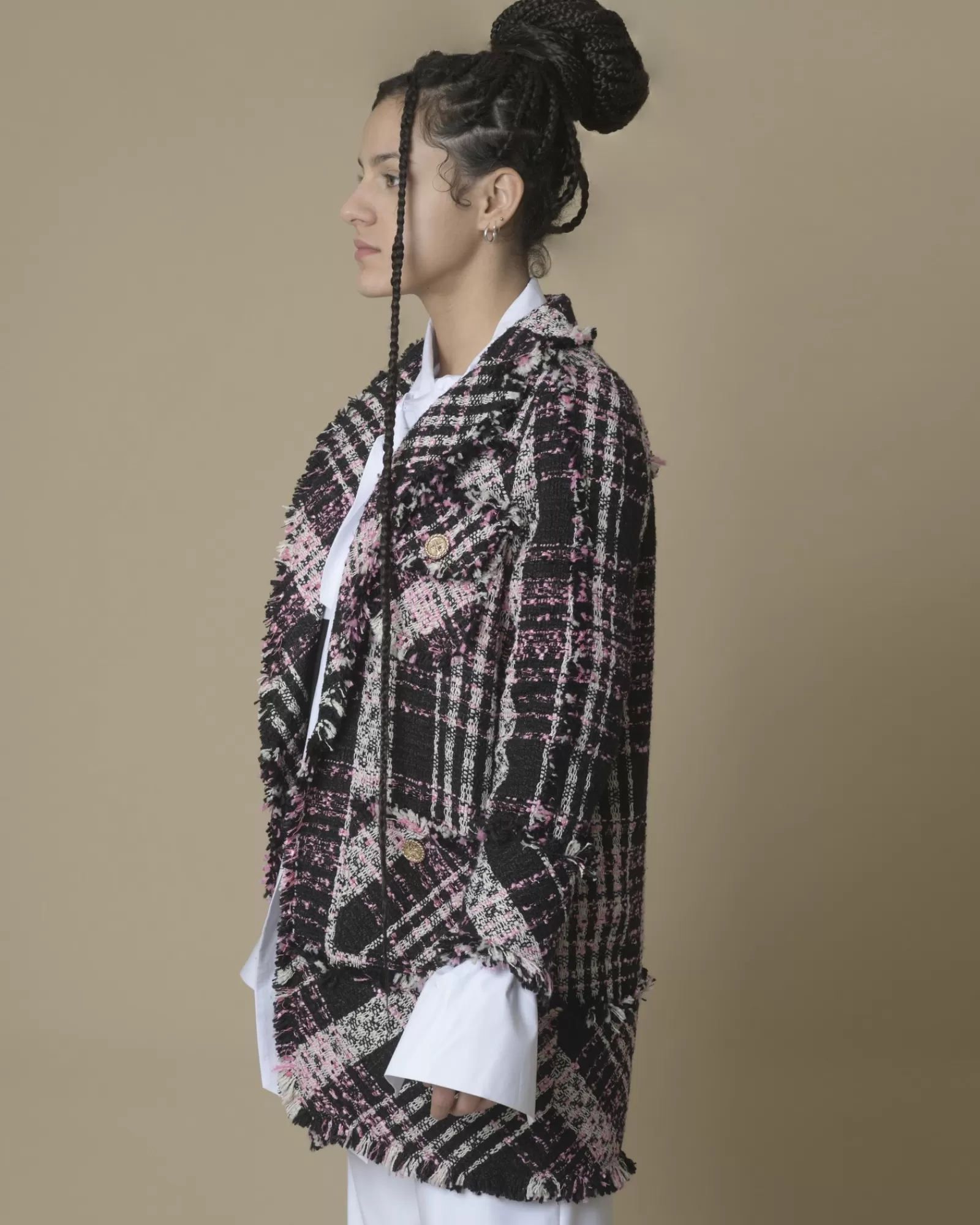 La Piscine Paris Veste en tweed e et rose Edward Achour Noir Outlet