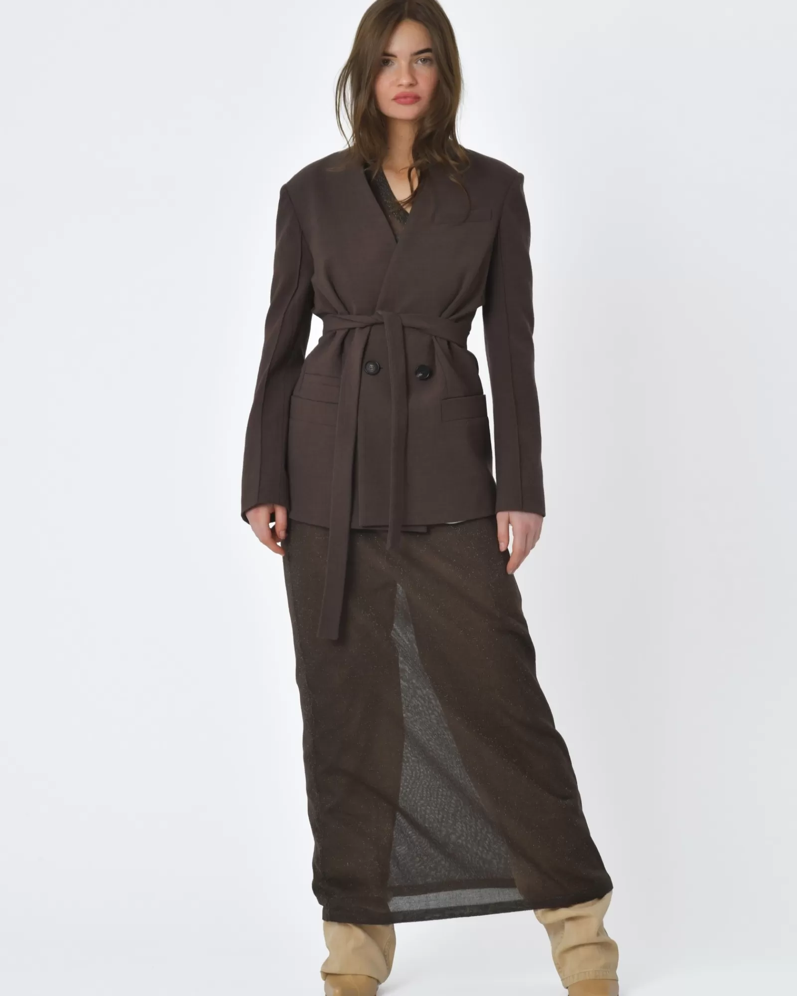 La Piscine Paris Veste Tela Marron Cheap