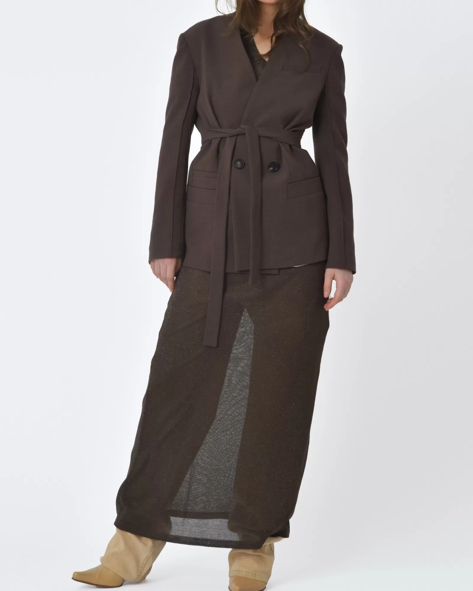 La Piscine Paris Veste Tela Marron Cheap